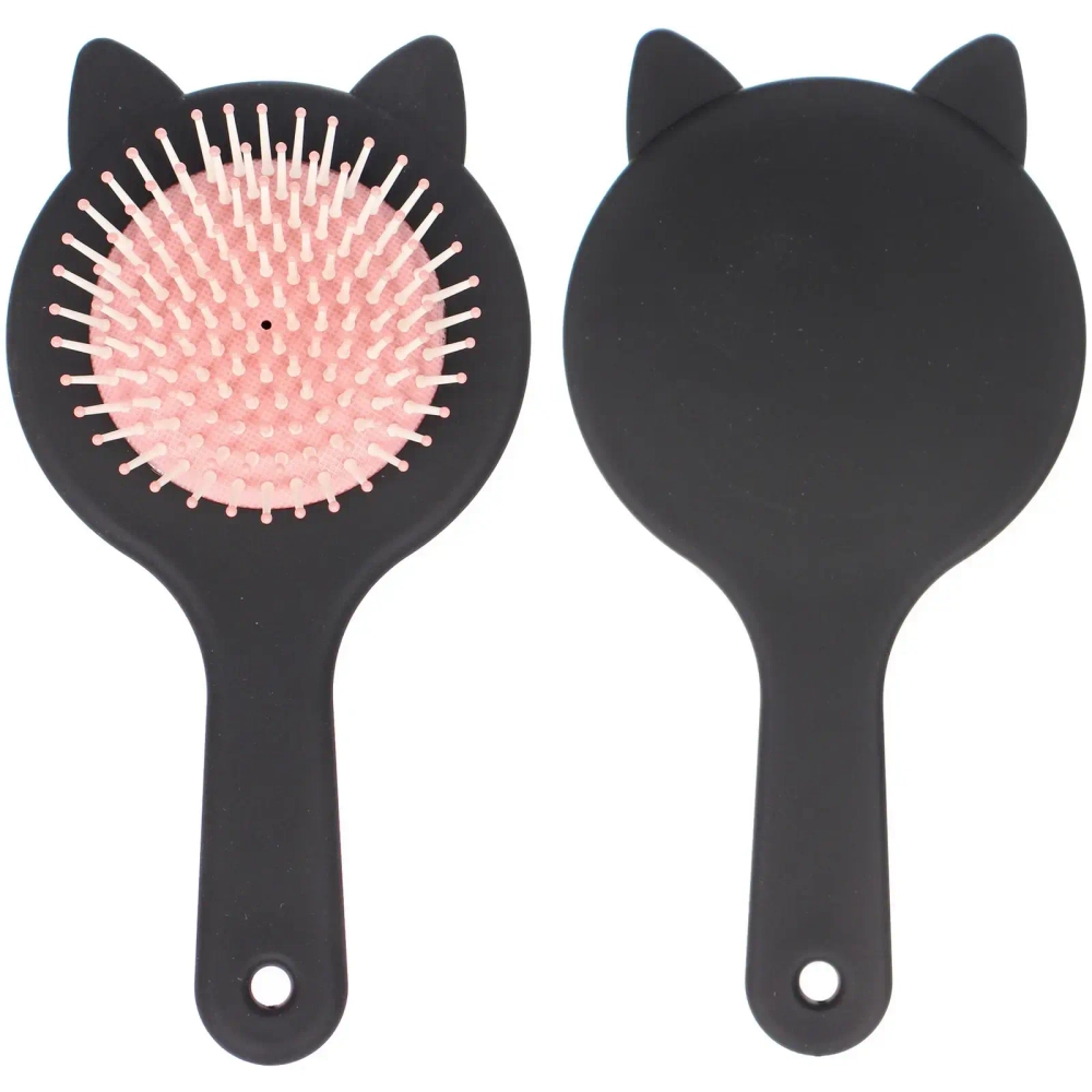 Расчёска массажная «КИТИ СЕТ», цвет чёрный, бактелитовое покрытие, 19.5*10см (коробка PVS)