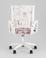 Кресло офисное TopChairs Simple SN Junior принт Pink Cats пластик белый
