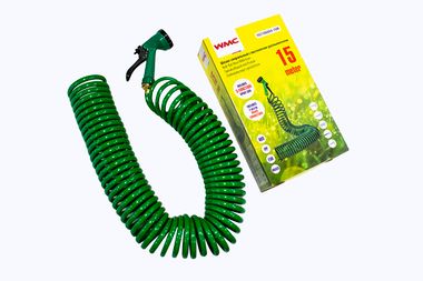 Шланг витой садовый ПВХ 12ммх15м в комплекте с пистолетом-распылителем (5 режимов распыления, 8bar) WMC TOOLS WMC-TG7106004-15M