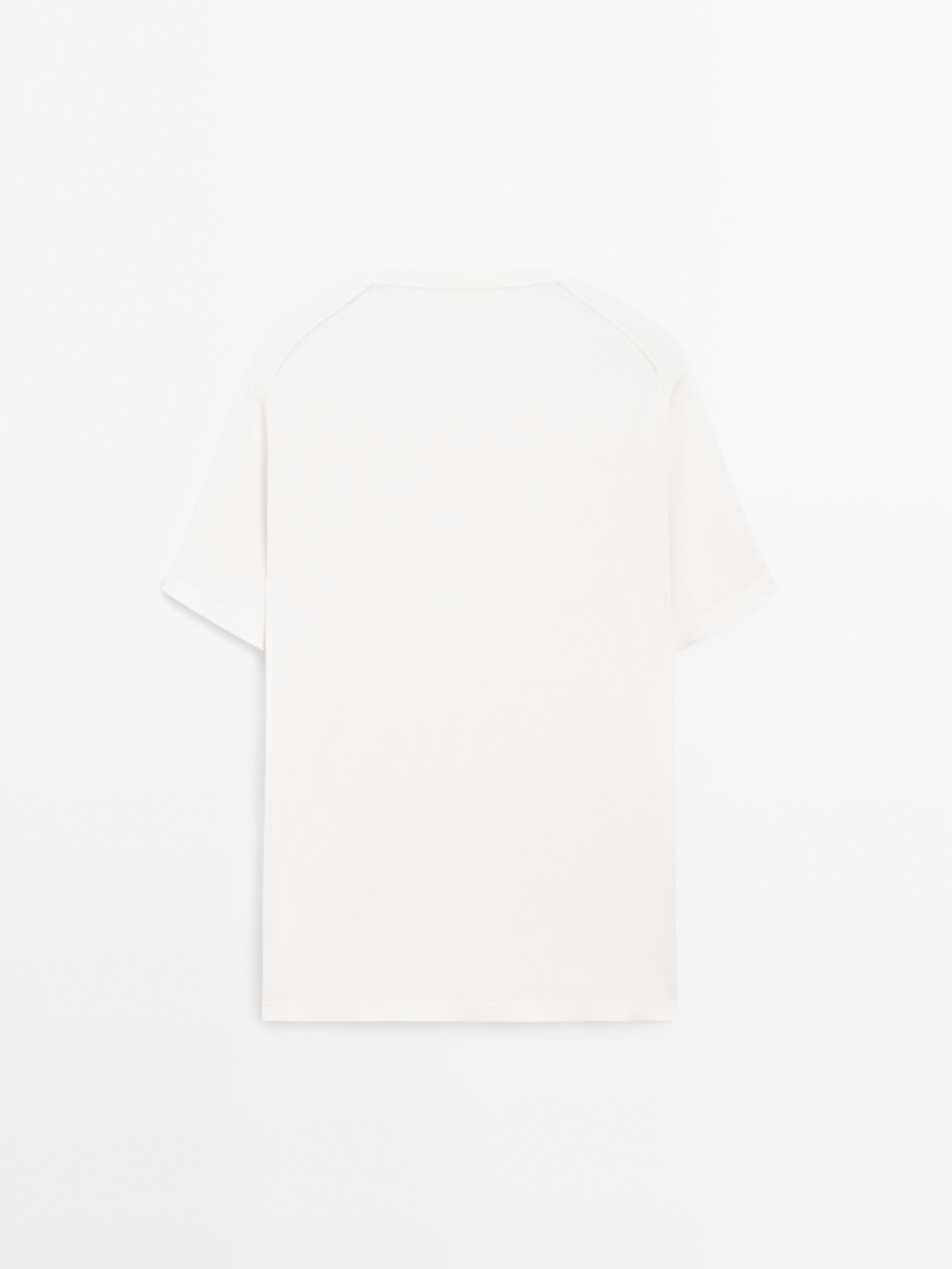 Massimo Dutti Хлопковая футболка с коротким рукавом, кремовый