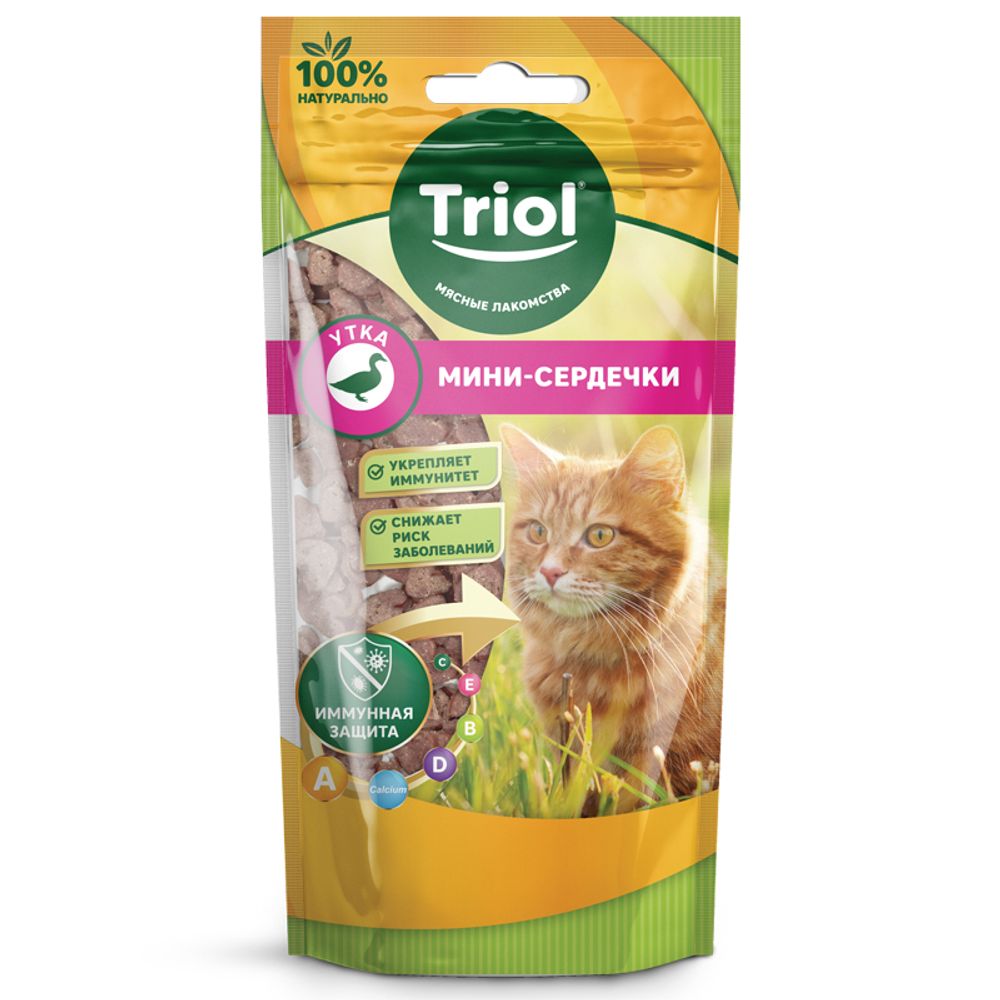 Лакомство Triol для кошек «Мини-сердечки из утки», 40г Лакомство Triol для кошек «Мини-сердечки из утки», 40г