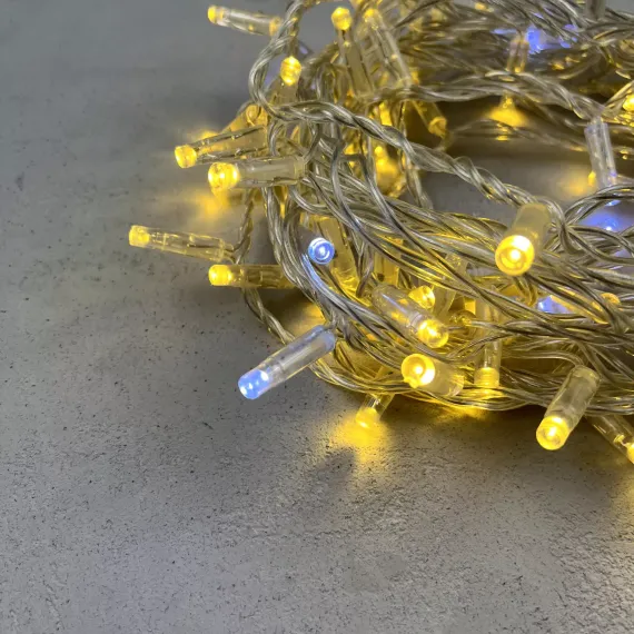 Светодиодная гирлянда с колпачком 100 шампань LED ламп 10 м., мерцание, 24В., прозрачный провод ПВХ, IP65, Beauty Led (PST100BLWCAP-10-1CH)