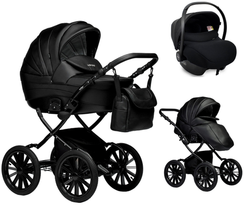 Детская коляска Indigo Special Plus 3 в 1 с автокреслом Avionaut Cosmo Is03 черная кожа