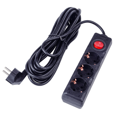 S-GCU3-7B BLACK Удлинитель серии Ultra. шнур 7м.. 3 гнезда. 16A. с-з. Черный. TM Uniel