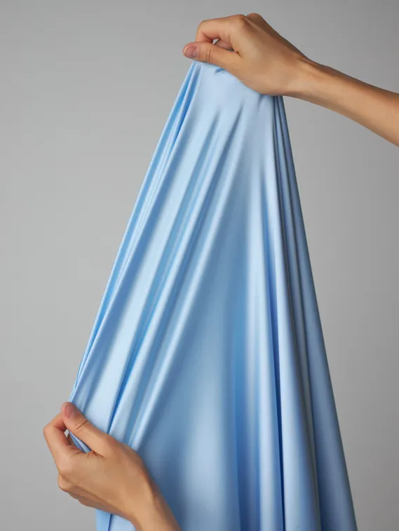 Атлас (сатин) эластичный бельевой, голубой 3090 (мерный лоскут)