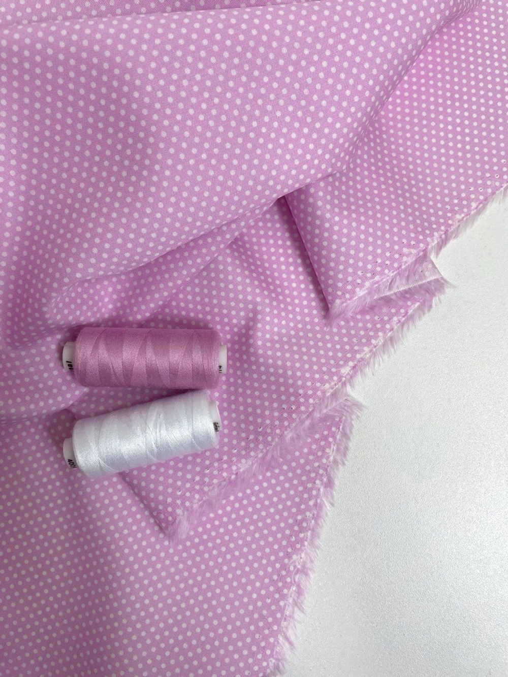 Коттон сорочка принт горох мелкий, розовый/белый NB#60