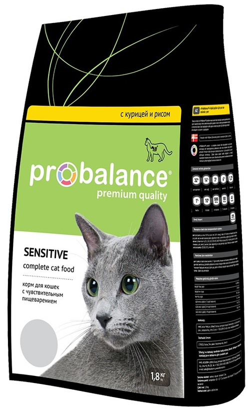Сухой корм Pro Balance Sensitive для кошек с чувствительным пищеварением, 1.8 кг