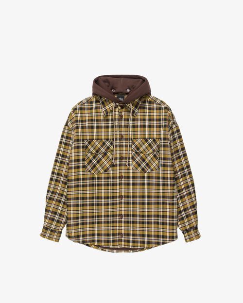 Рубашка Kraizy Stripes с капюшоном 2XOVER горчично-коричневая