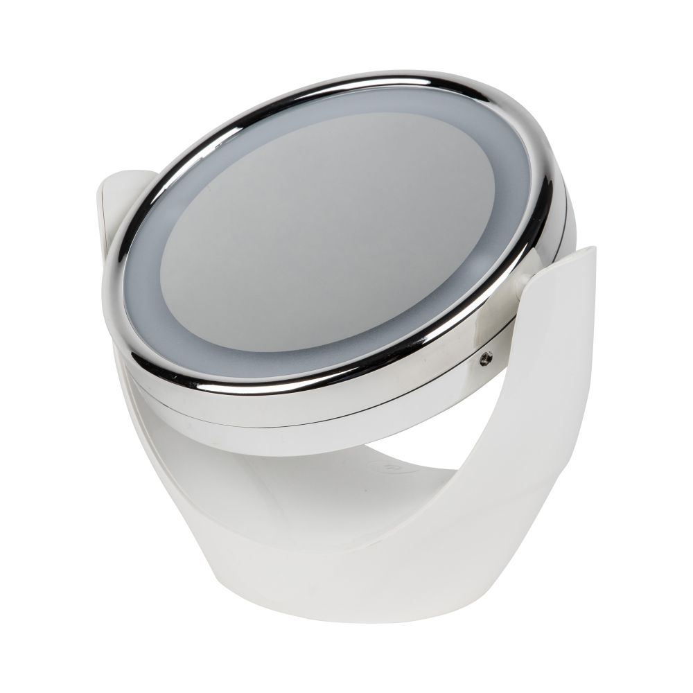 TLD-592 White-LED-13Lm-6000K-3АА Настольный светильник зеркало. На батарейках 3AAне в-к. Сенсорный выключатель. Белый. ТМ Uniel