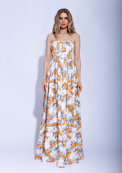 Женское платье-сарафан макси с цветочным узором