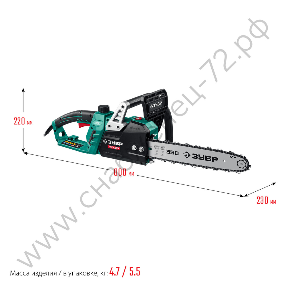 ЗУБР 1800 Вт, 35 см шина, электрическая цепная пила (ПЦ-1835)