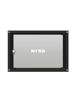NTSS Шкаф настенный телекоммуникационный NTSS LIME 6U 550х350х370мм, 2 профиля 19, дверь стеклянная, боковые стенки несъемные, разобранный, черный RAL 9005 NTSS-WL6U5535GS-BL