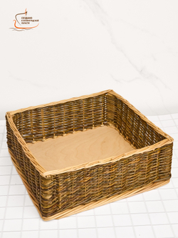 Корзина плетеная из ивовой лозы интерьерная, органайзер для хранения продуктов, кухонных принадлежностей, косметики, длина 35 см ширина 33 см высота 13 см