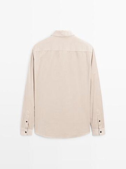 Massimo Dutti Вельветовая куртка-рубашка классического кроя, бежевый