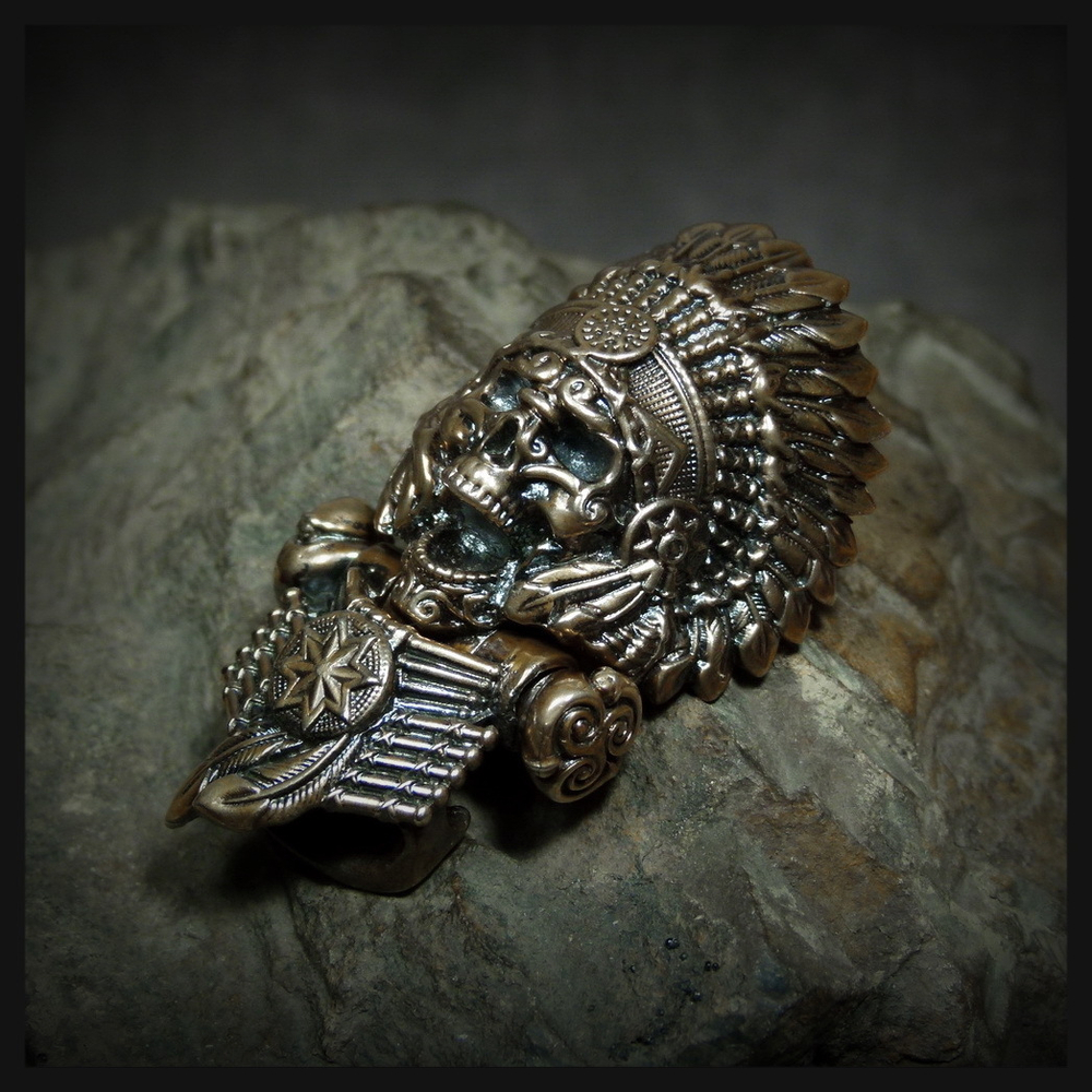 Замок для браслета из паракорда или кожи "Вождь индейцев " бронза