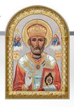 Николай Чудотворец, икона арочная, пластик белый, эмаль 48x68