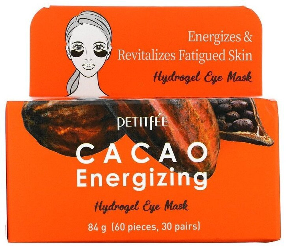 PETITFEE Корейские гидрогелевые патчи для глаз какао Cacao Energizing Hydrogel Eye Mask, 60 шт