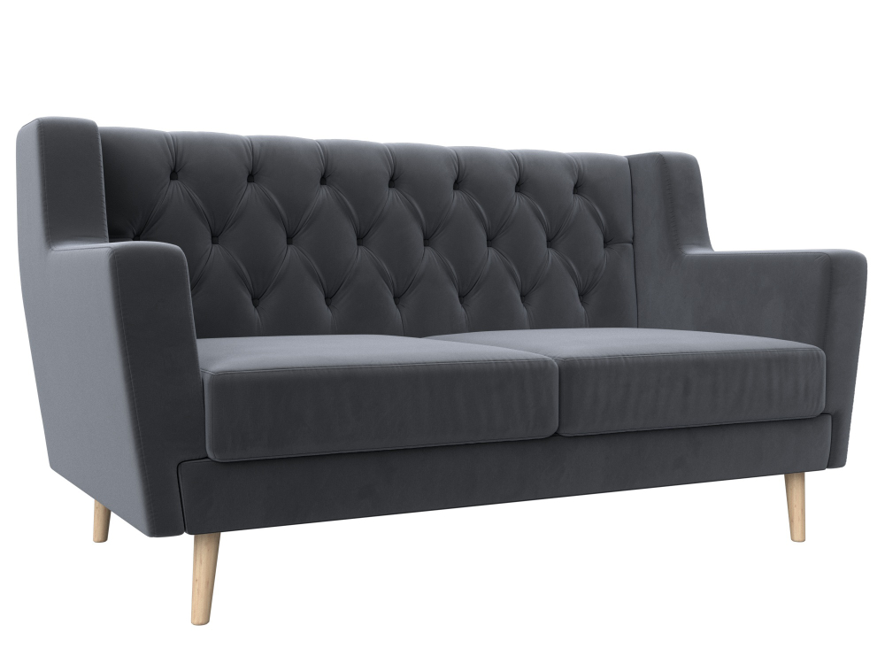 Диван кухонный прямой Брайтон 2 Люкс, Серый, Велюр, 108944