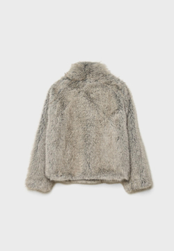 STRADIVARIUS Шуба из искусственного меха с высоким воротником, темно-серый