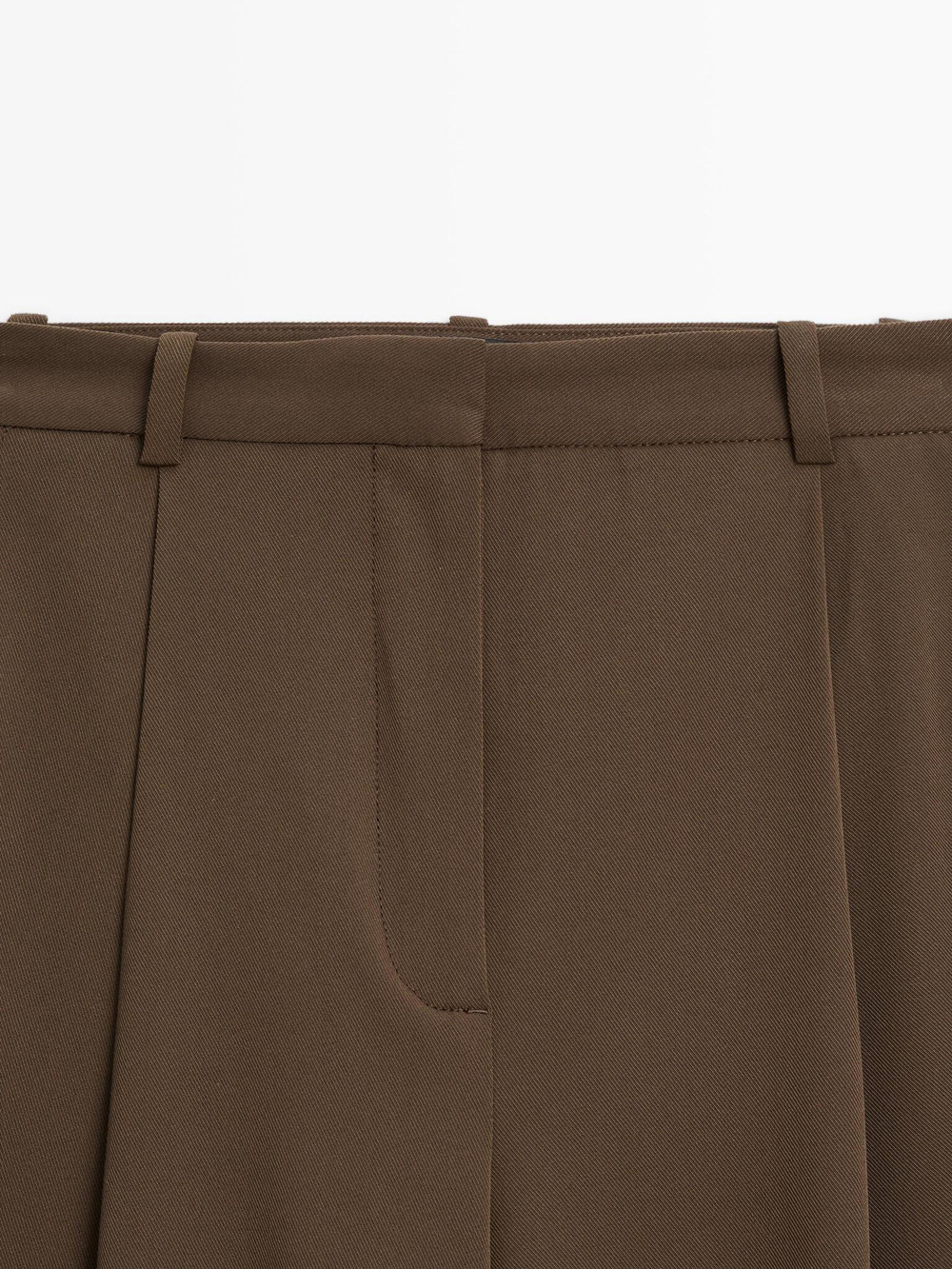 Massimo Dutti Брюки с широкими штанинами и защипами, коричневый