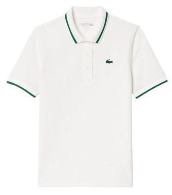 Женское поло Lacoste Pique Polo Shirt With Contrast Striped Collar - белый