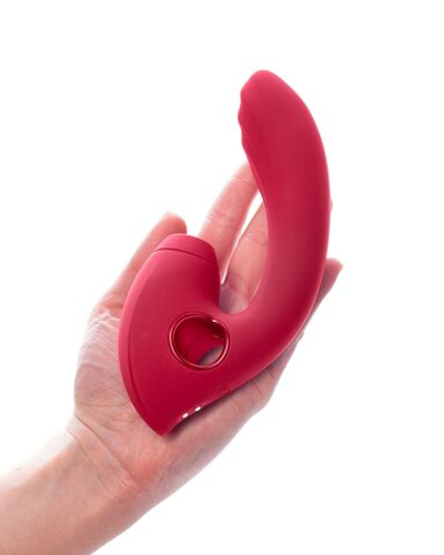 Красный вибратор с вакуум-волновым стимулятором клитора Grace (Цвет: красный)