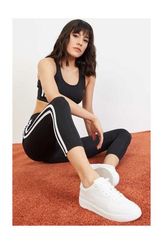 Qadın üçün cüt zolaqlı alt-üst idman dəsti qara 10021052