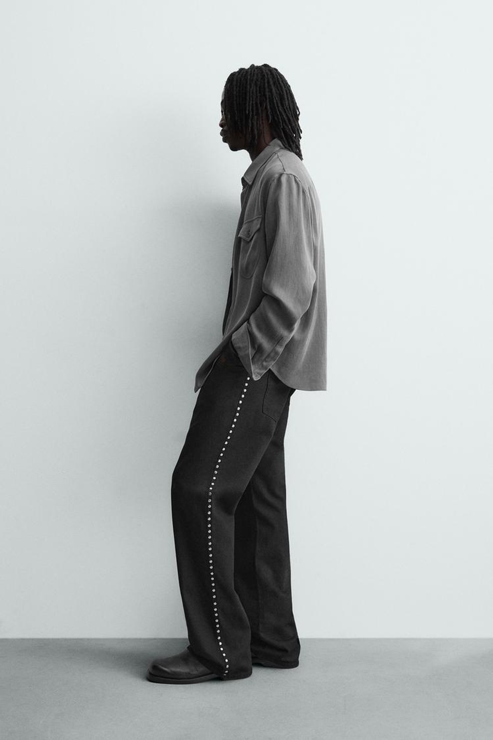 ZARА СВОБОДНАЯ РУБАШКА С КАРМАНАМИ, СЕРЫЙ