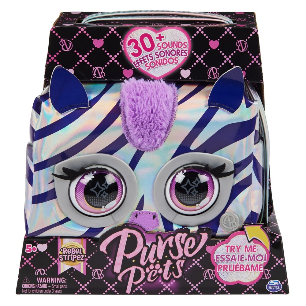 Purse Pets - интерактивная металлическая сумочка со звуком и подвижными глазками Zebra Rebel Stripez 20139591 / артикул   26700 6065582 20139591  / GTIN 778988451724