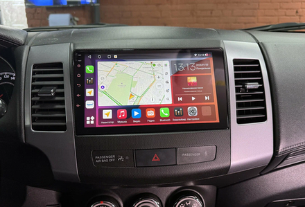 Магнитола для Mitsubishi Outlander XL, Peugeot 4007, Citroen C-Crosser (перфорированная рамка) - Canbox 9-004-1/9-004 Qled, Android 10, ТОП процессор, SIM-слот