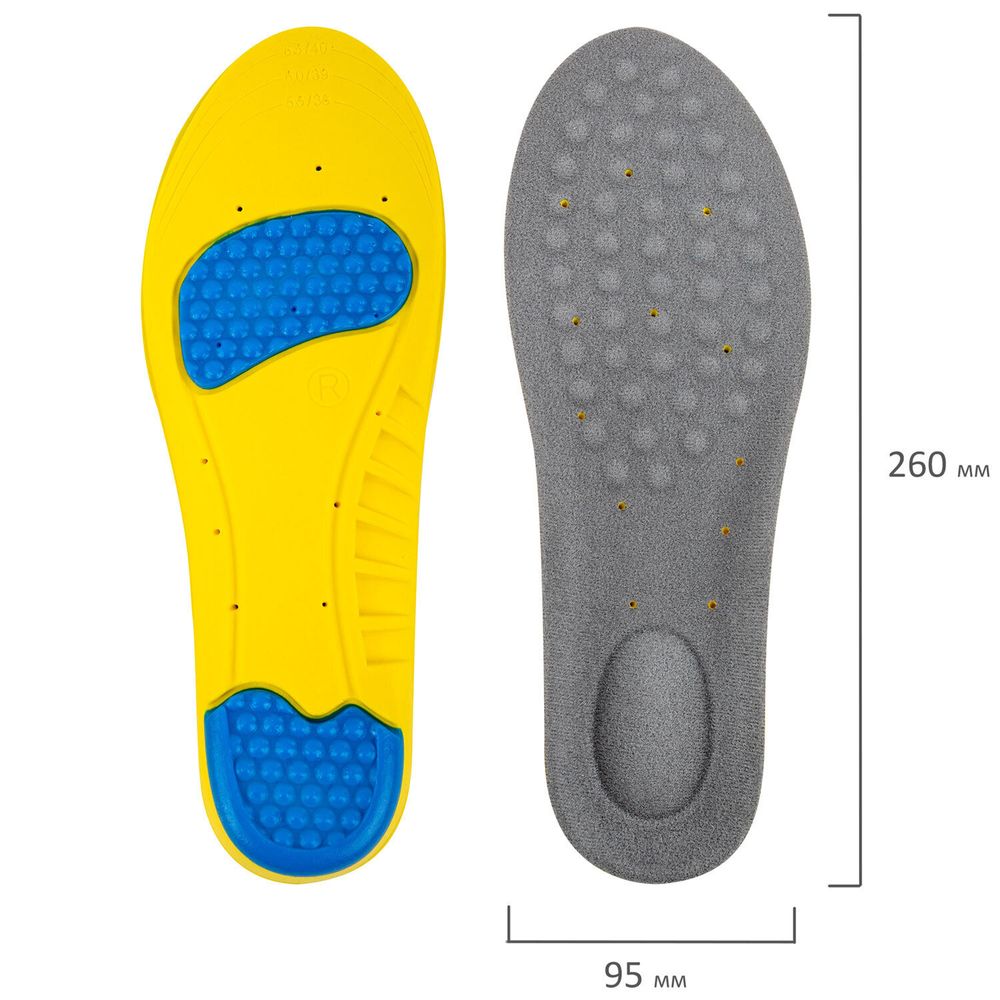 Стельки для обуви с ПЯТОЧНЫМ АМОРТИЗАТОРОМ, материал PU PRO, размер RU 37-40 / EU 38-41, с линиями выреза, SHEGRA (ШЕГРА), 700769