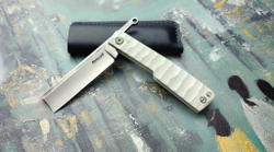 Складной фрикционный EDC нож Shokuroff knives "Я не бритва" белая G10