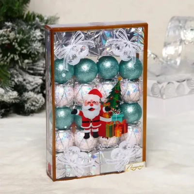 Набор украшений «Хрустальная мечта» 4 см (набор 24 шт), Мятный, белый, серебро