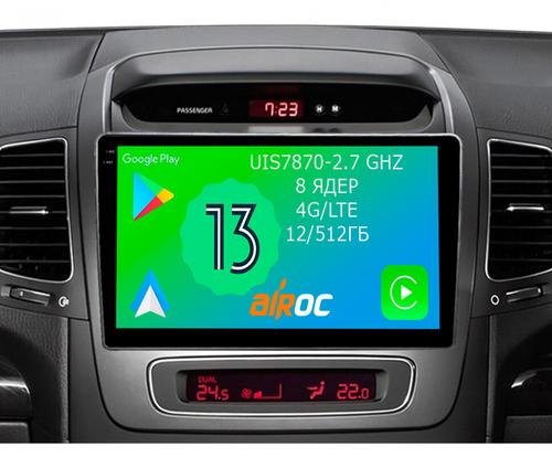 Магнитола для KIA Sorento 2 XM 2012-2020 с экраном климата снизу (рамка накладка) - Airoc 2K AU-2301 на Android 13, Быстрейшая, SIM-слот