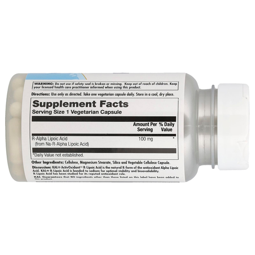 KAL, ActivOxidant ™, R-липоевая кислота, 100 мг, 60 вегетарианских капсул