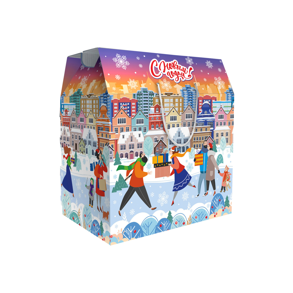 Коробка мгк "Мегаполис" с шнуровыми ручками, 28х30х18,5 см