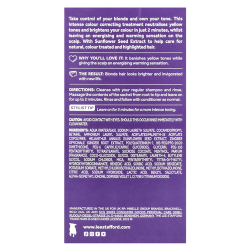 Lee Stafford, Bleach Blondes, Hot Shot, фиолетовый тон, 4 пакетика, 15 мл (0,5 жидк. унции)