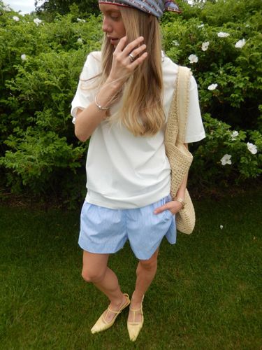 Голубые пижамные шорты Acker в полоску