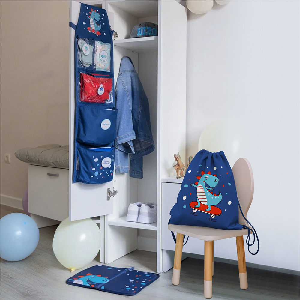 Мешок в садик 33х40, Динозавр (синий)