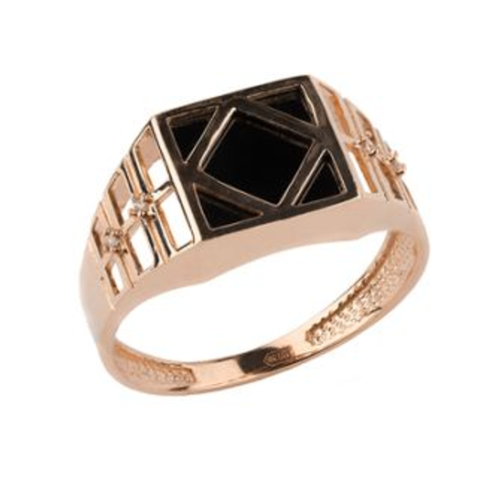 Кольцо из золота с ониксом