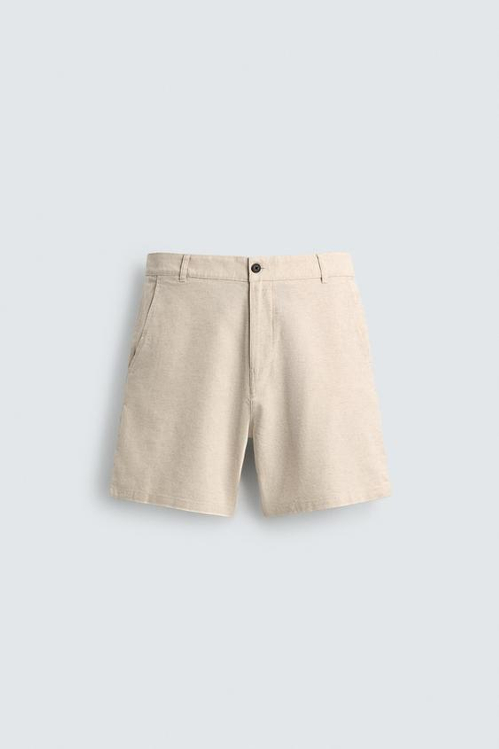 ZARA ШОРТЫ REGULAR FIT ИЗ РЕЛЬЕФНОЙ ТКАНИ, СВЕТЛО-БЕЖЕВЫЙ