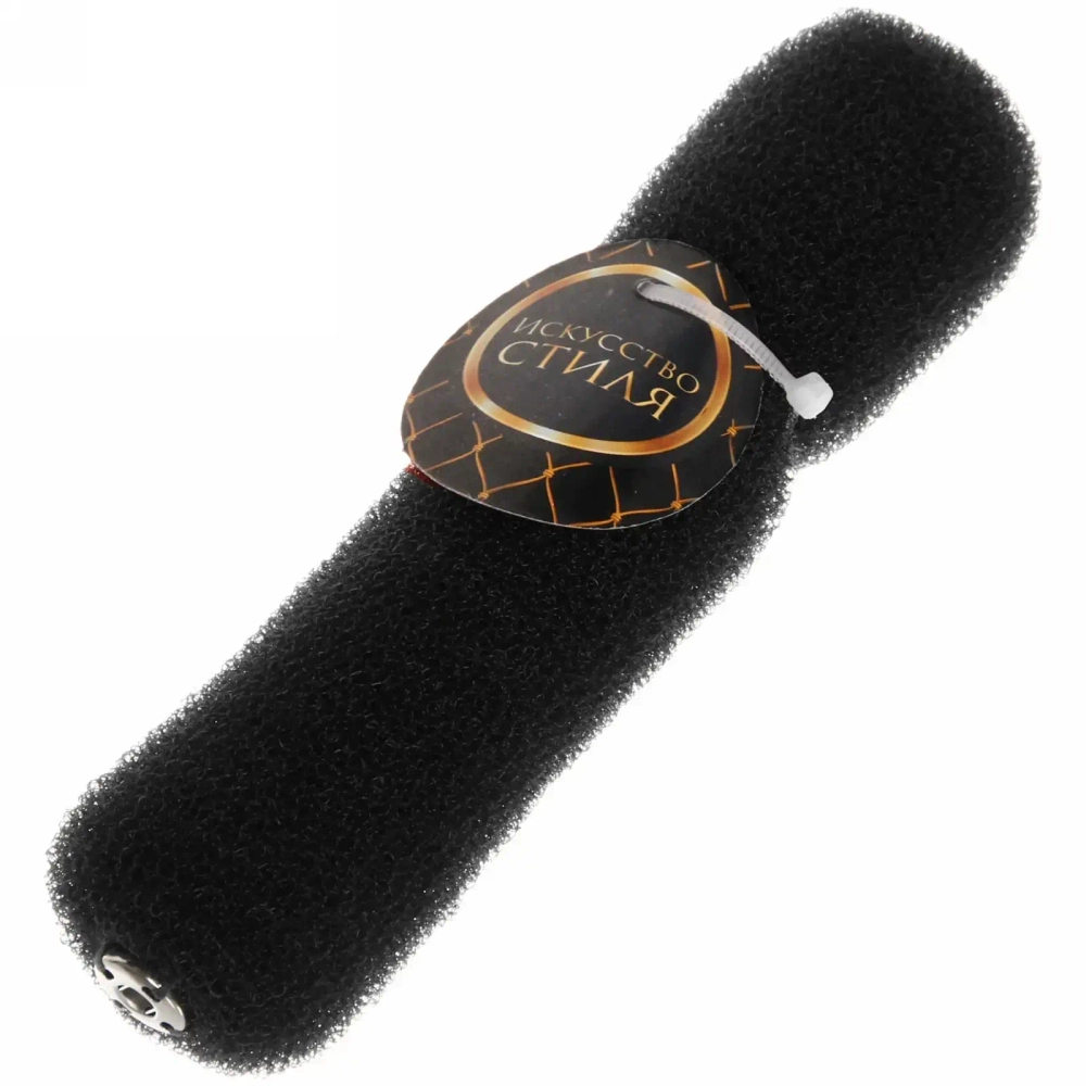 Заколка валик для создания пучка на кнопке, цвет черный (лейбл Стиль в деталях)