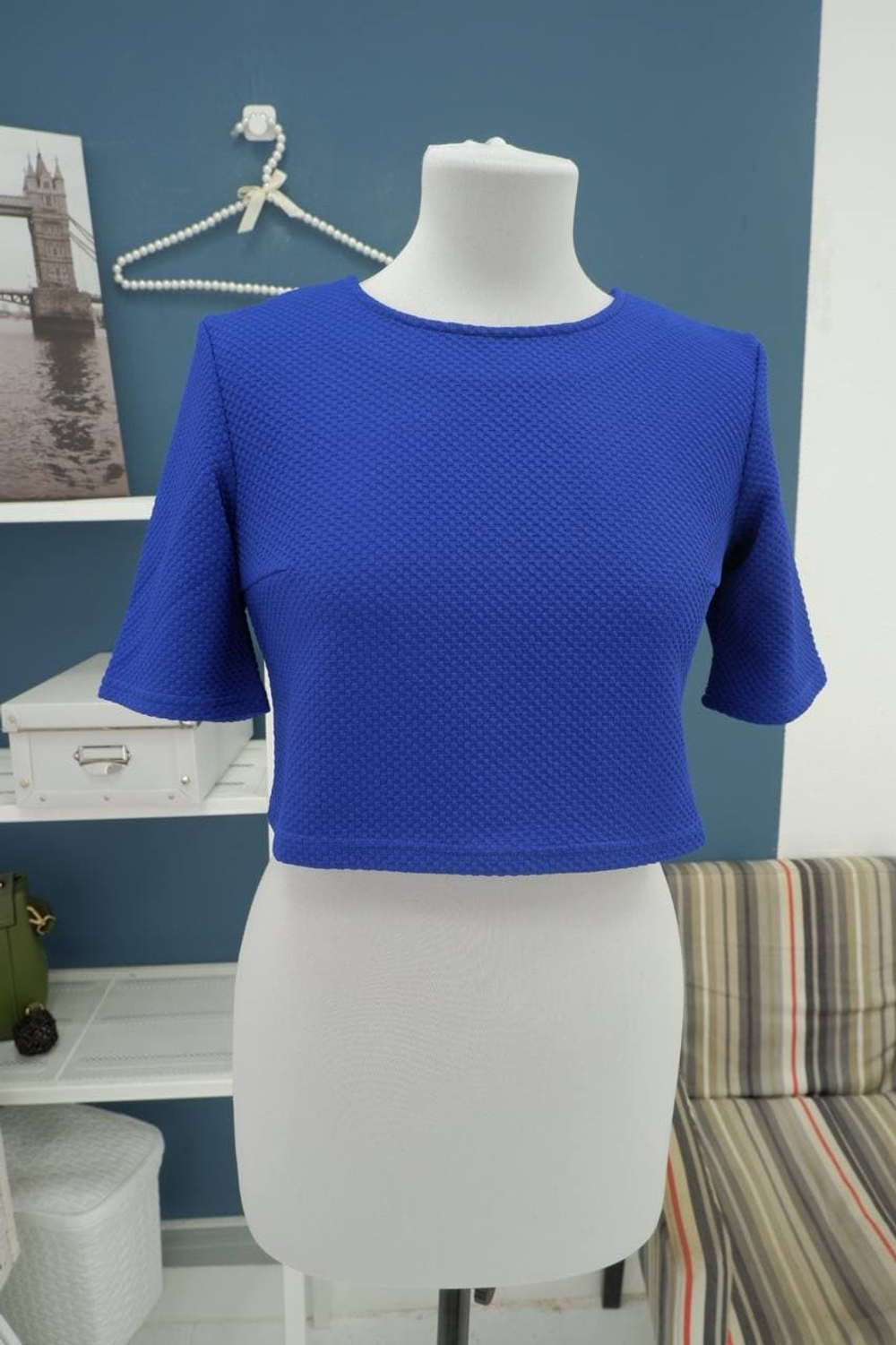 Топ Alexandra Kazakova с коротким рукавом синий 44 размер, новый