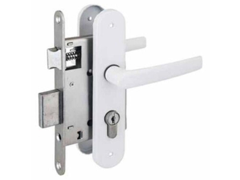 Замок врезной ЗВ4-3.08 белый шуруп Птимаш (10шт/уп)