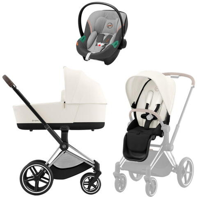 Коляска 3 в 1 Cybex Priam IV Chrome Brown complete и автокресло Aton S2 i-Size Lava Grey Off White
