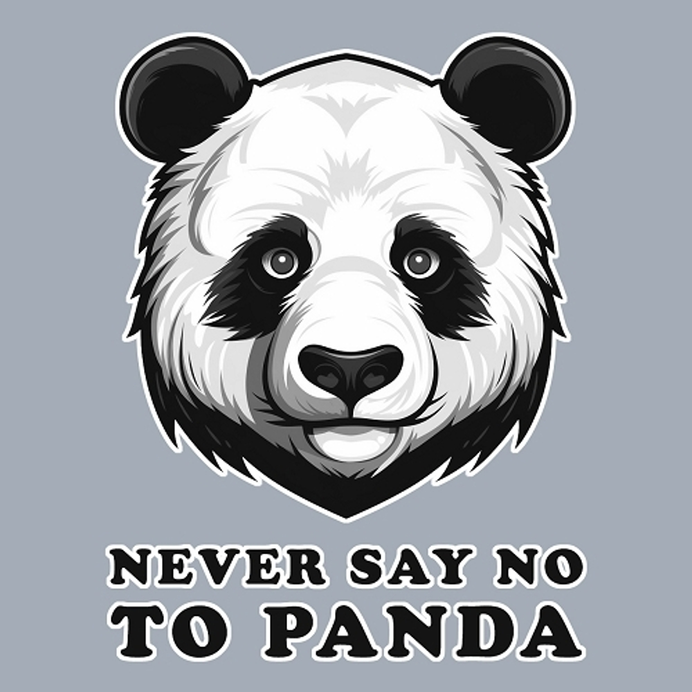 принт PewPewCat Футболка с пандой Never say no to panda серый