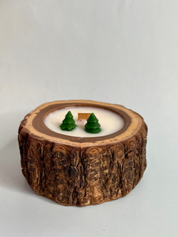 Свеча в спиле вяза (аромат Пихта Фрейзера), 80 мл