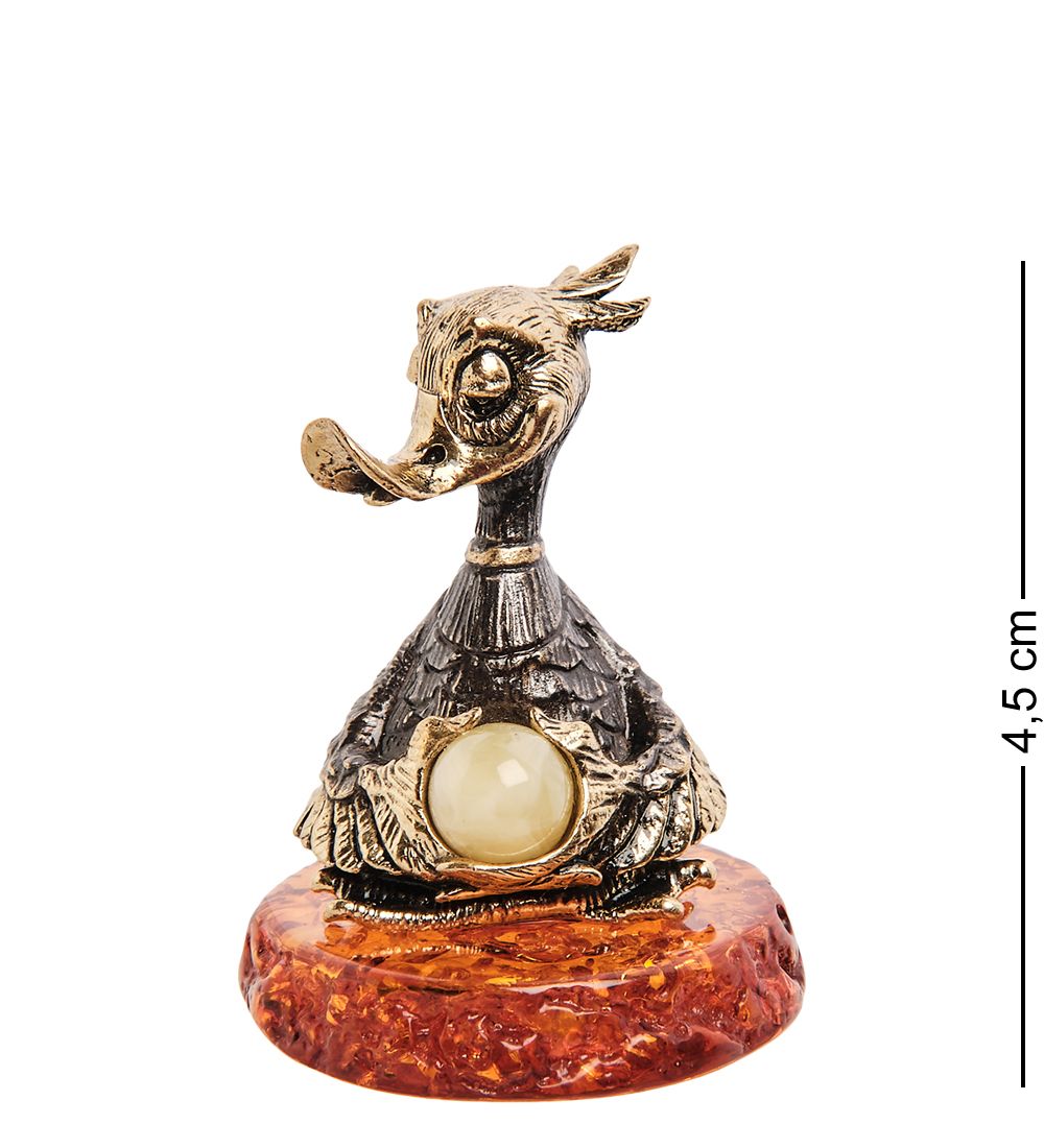 AM-3183 Фигурка «Утенок Аум» (латунь, янтарь)