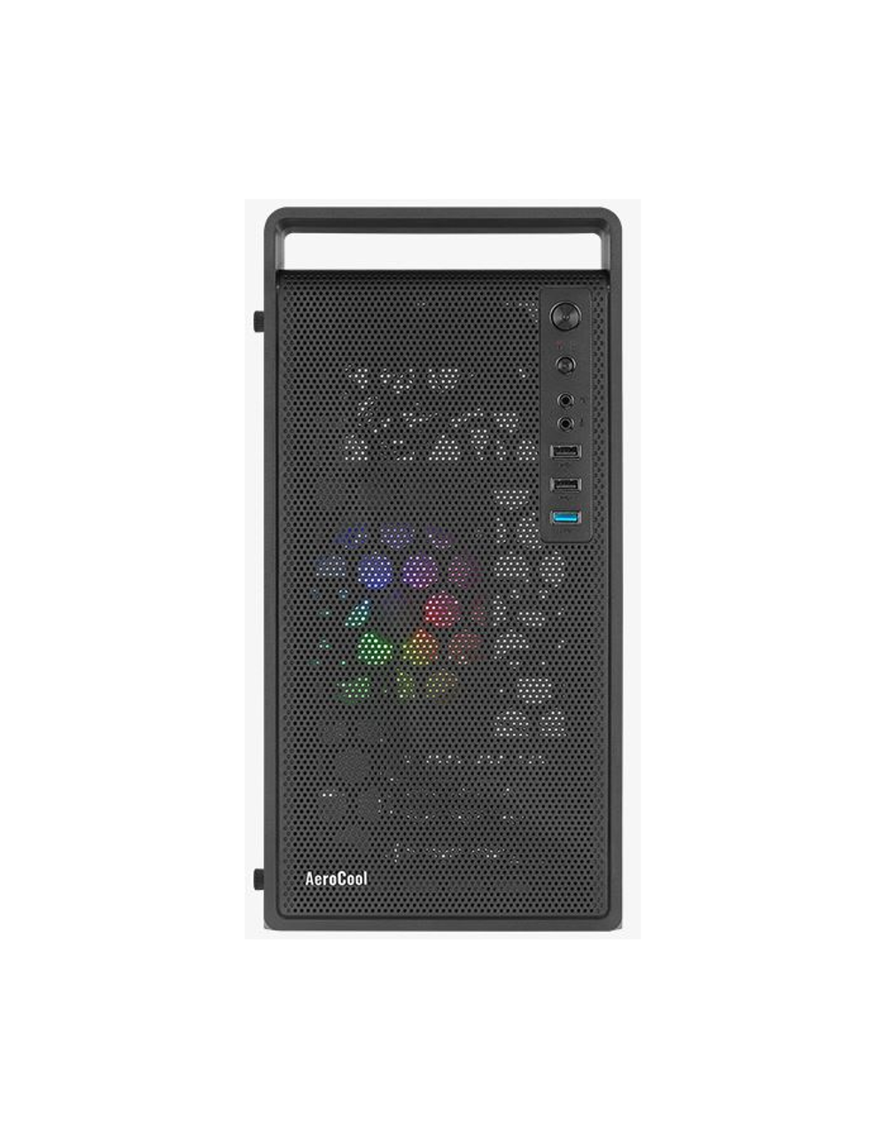 Aerocool Cs-109-G-BK-v1 (mATX, без БП, Glass Window, USB3.0 x1, USB2.0 x2, 12cm FRGB fan x1)