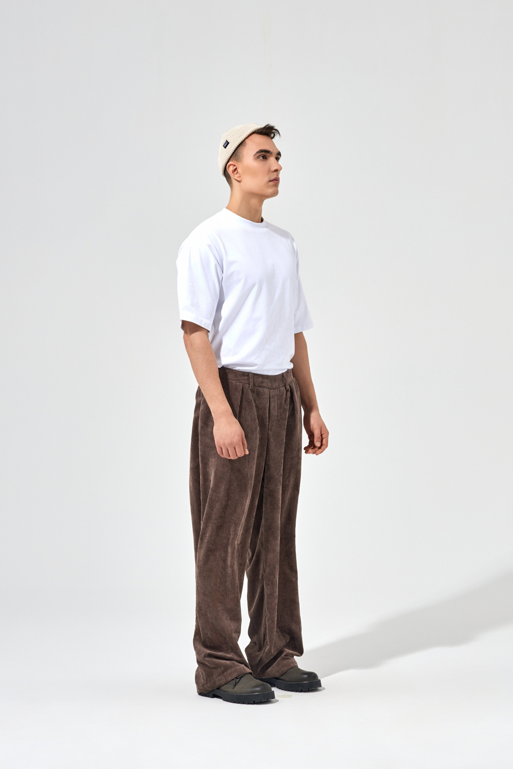 Брюки широкие, вельвет, цвет "тауп"